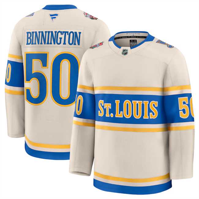 Men%27s St. Louis Blues #50 Jordan Binnington Cream 2024-25 Winter Classic Stitched Hockey Jersey Dzhi->st.louis blues->NHL Jersey